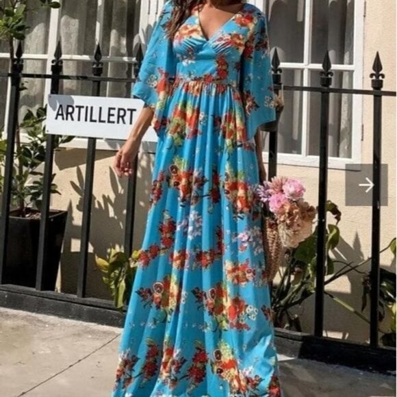 FLORAL PRINT SPECIAL OCCASIONS MAXI DRESS - Picture 3 of 10